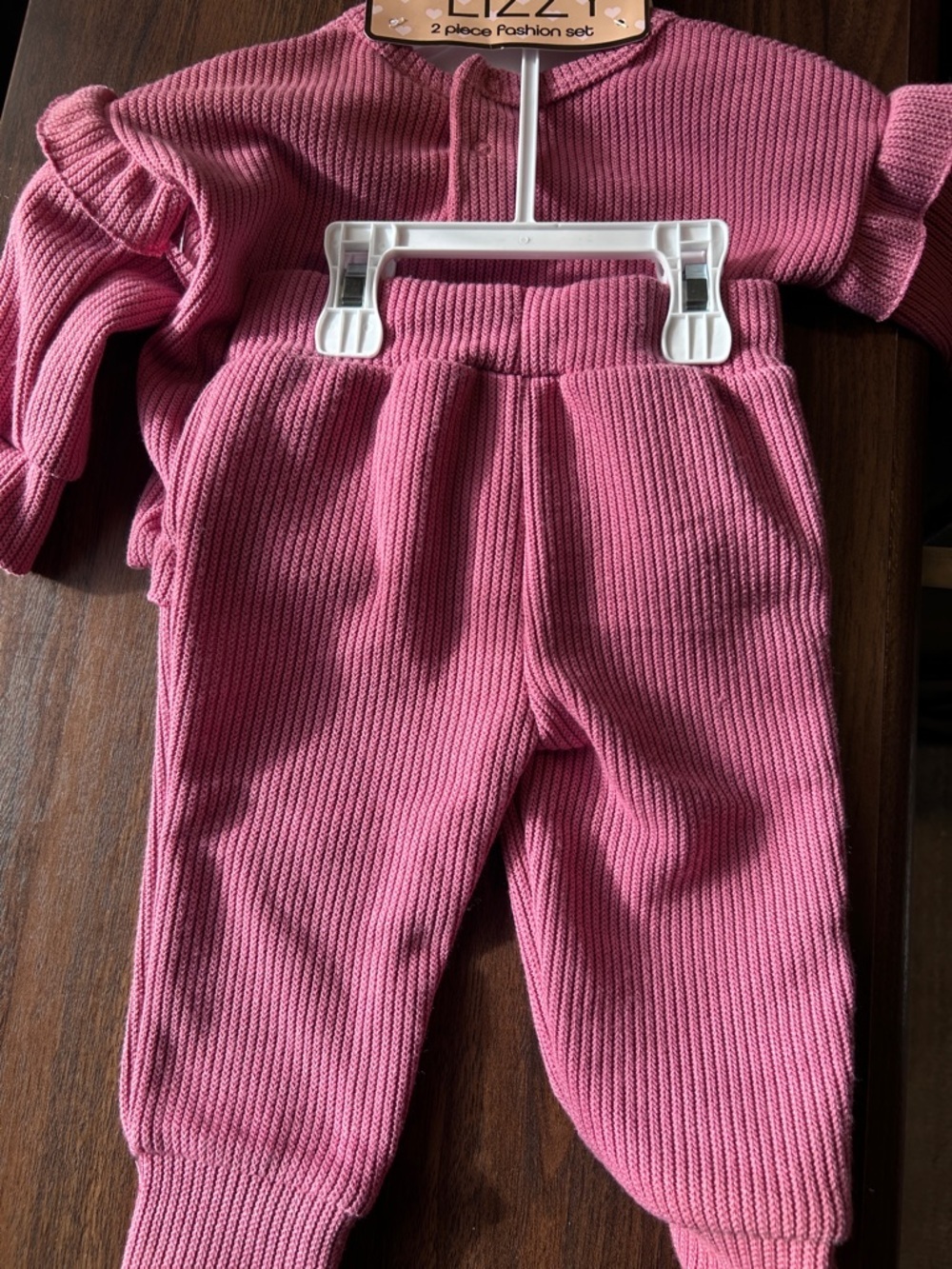 Kids Pink 'Happy' Ribbed Matching Set by​ - Picture 9 of 11